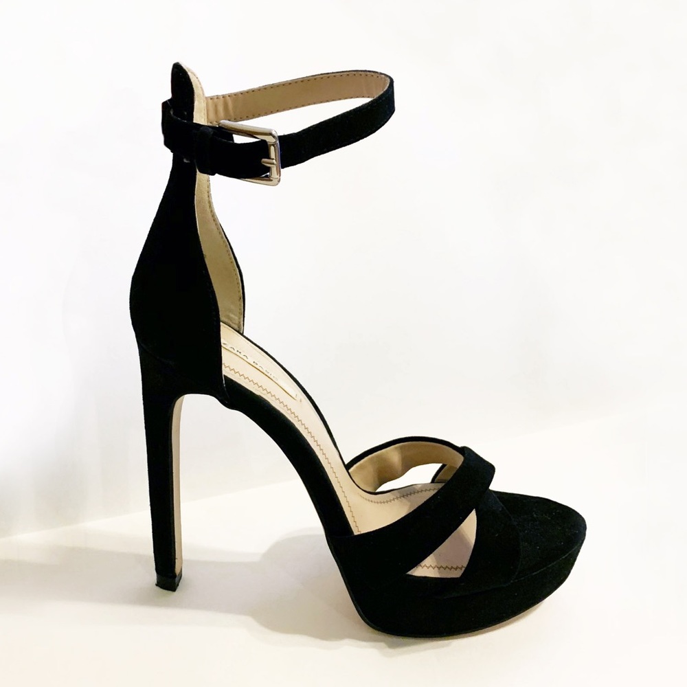 Zara Black Suede Platform Heels